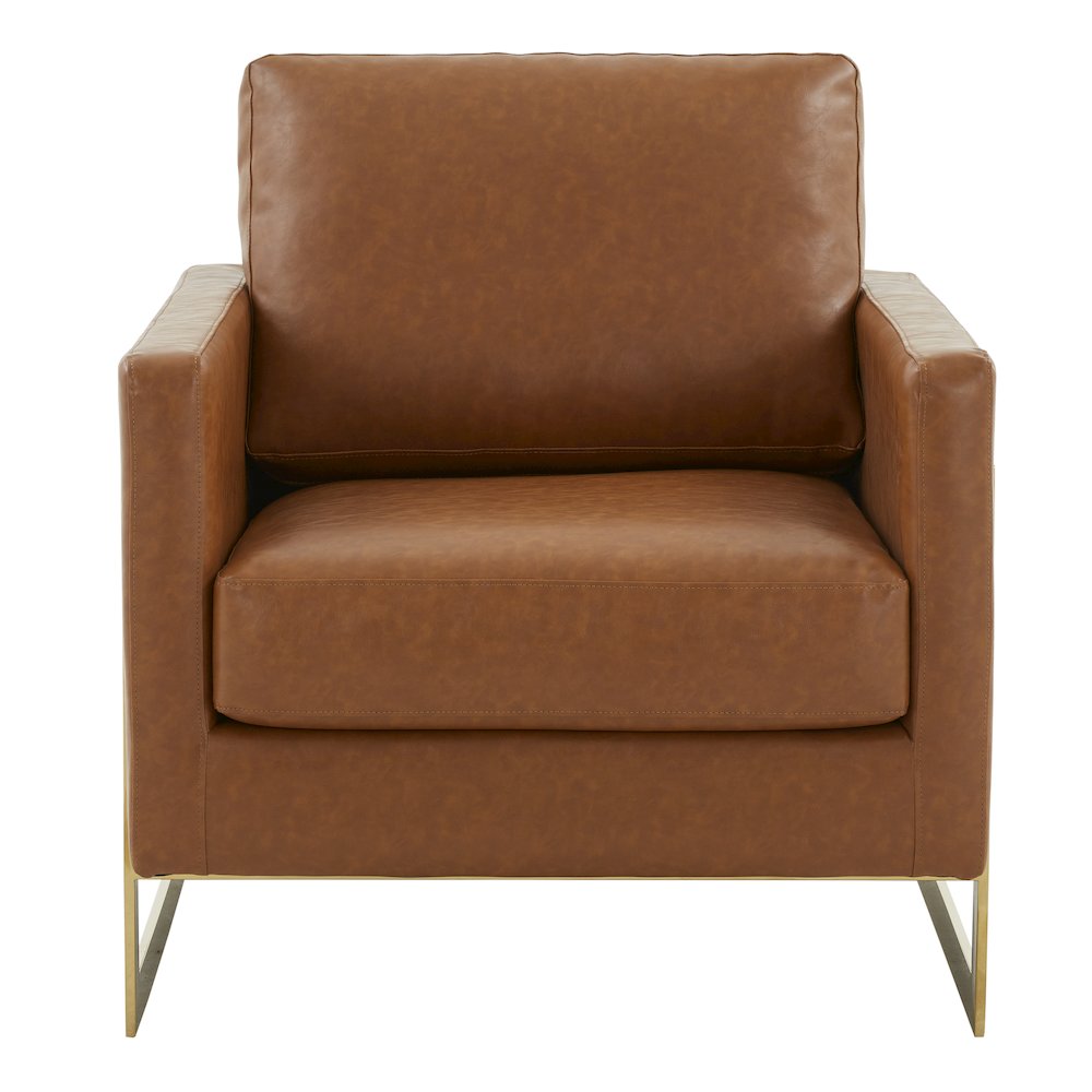 Lincoln Leather Accent Armchair With Gold Frame