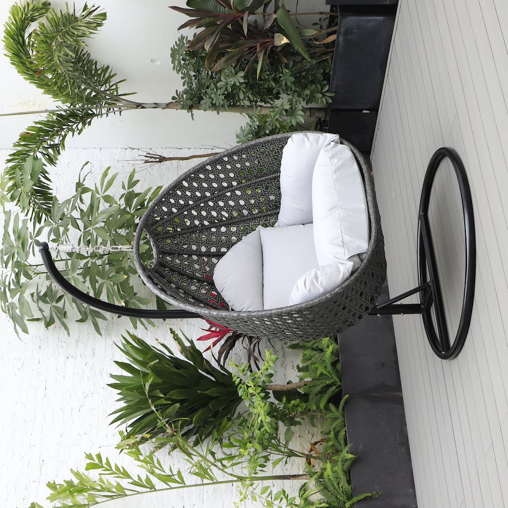 Charcoal Wicker Hanging Egg Swing Chair