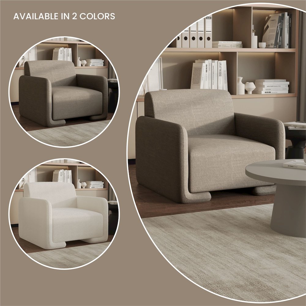 Nyta Collection Modern Accent Chair in Grey Linen