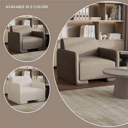 Nyta Collection Modern Accent Chair in Grey Linen