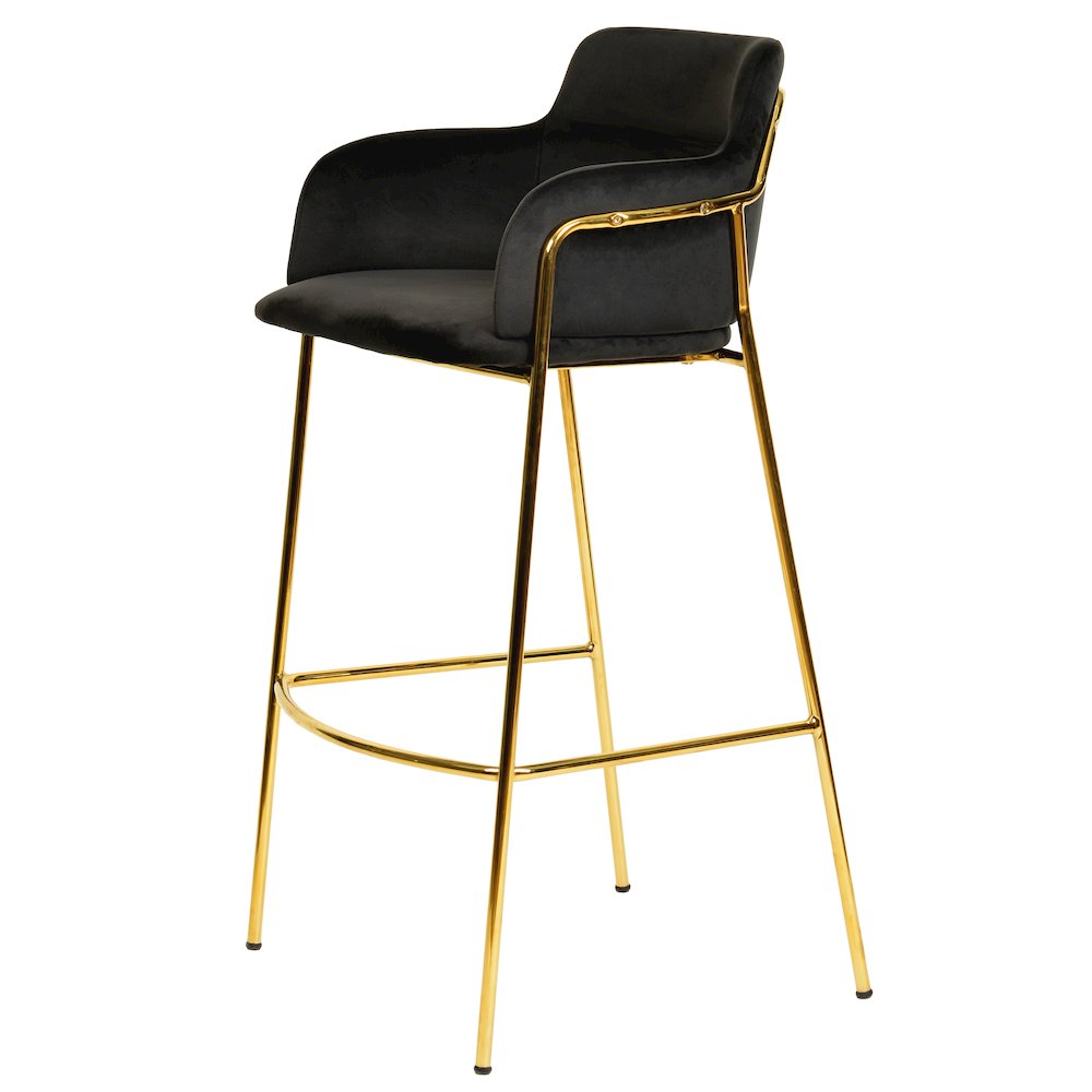 Axis Collection Modern Gold Bar height Chair in Black