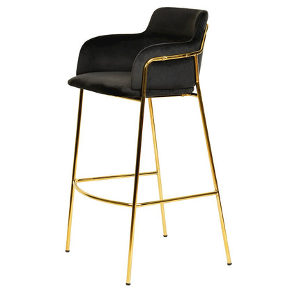Axis Collection Modern Gold Bar height Chair in Black