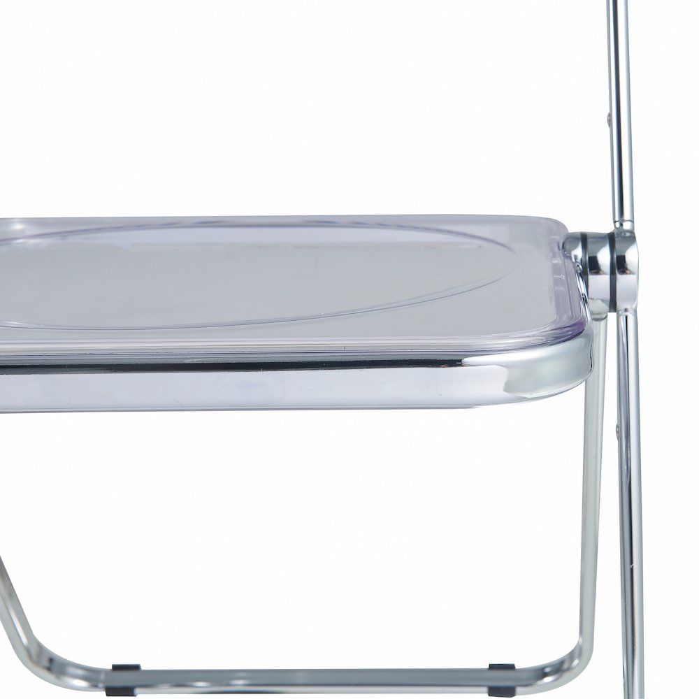 Lawrence Acrylic Folding Chair With Metal Frame, Set of 2