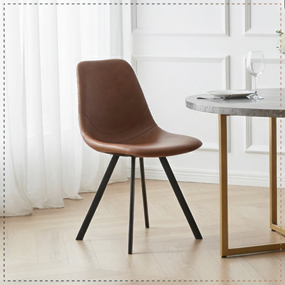Markley Modern Leather Dining Chair With Metal Legs