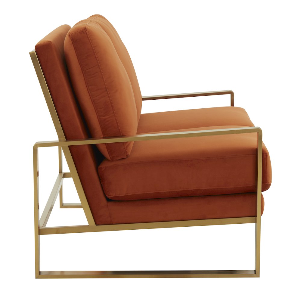 Jefferson Contemporary Modern Velvet Loveseat With Gold Frame