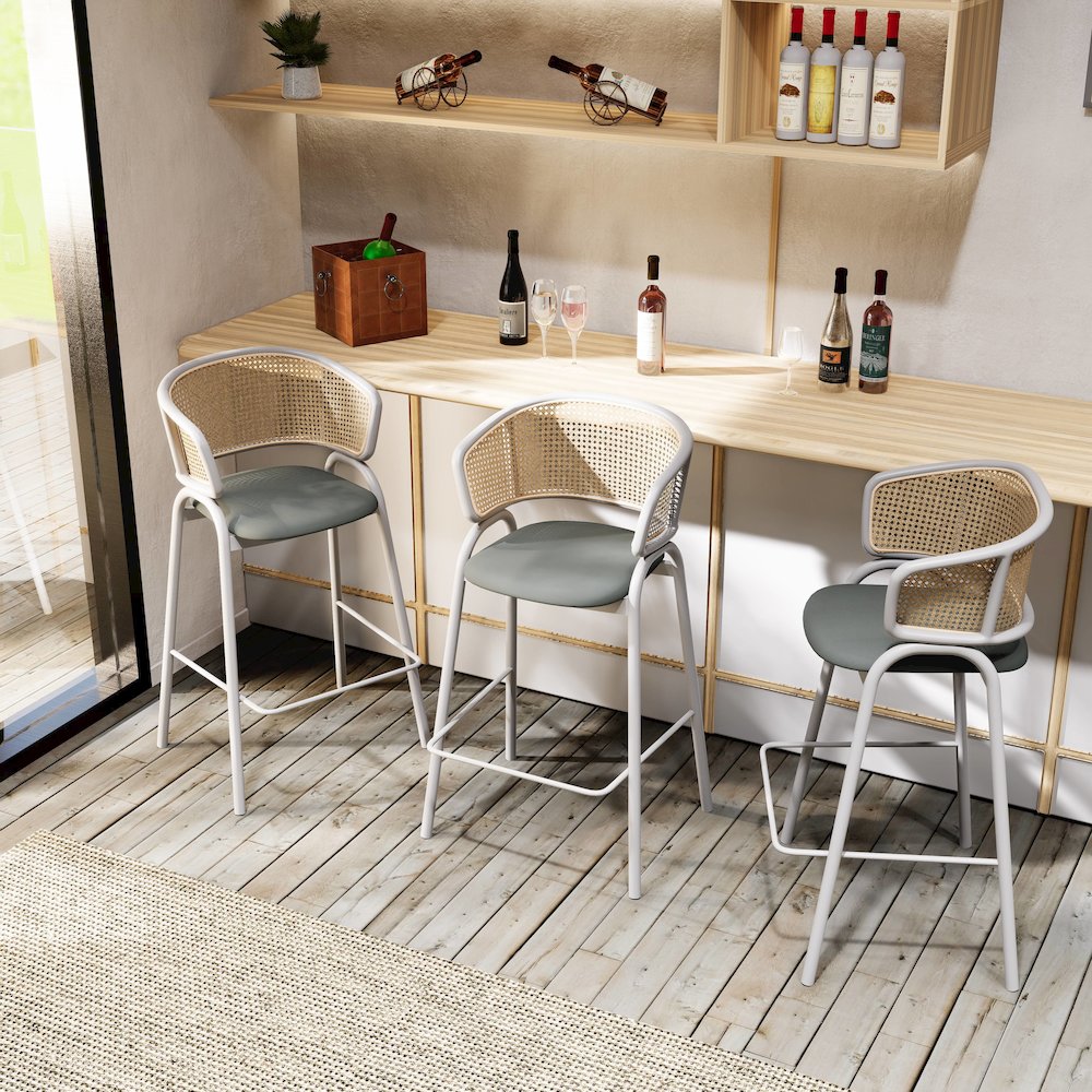 Ervilla Wicker Bar Stool Set of 2