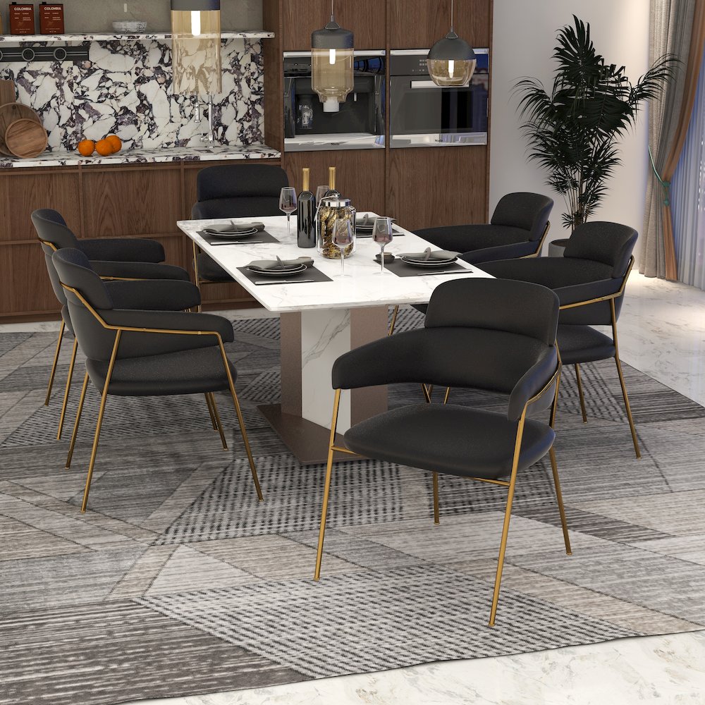Axis Collection Modern Gold Dining Chair in Black