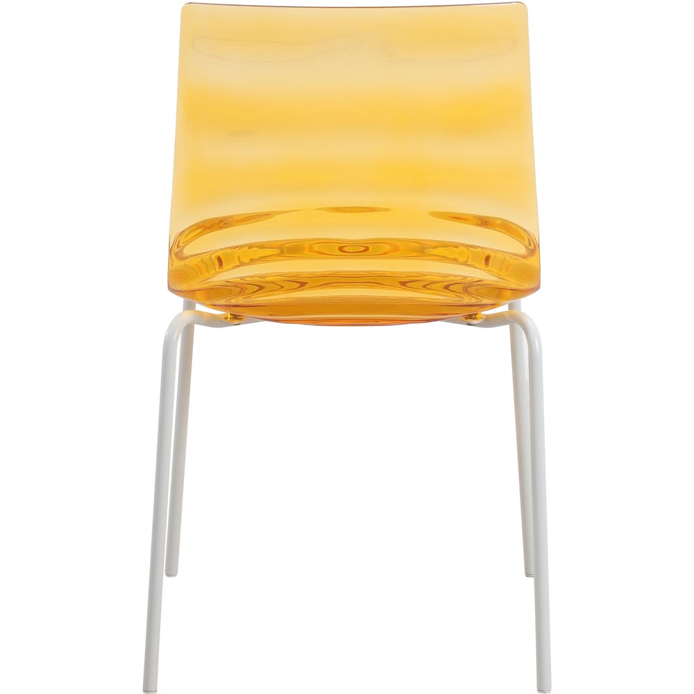 Astor Water Ripple Design Dining Chair in White Base Orange Seat Set of 2