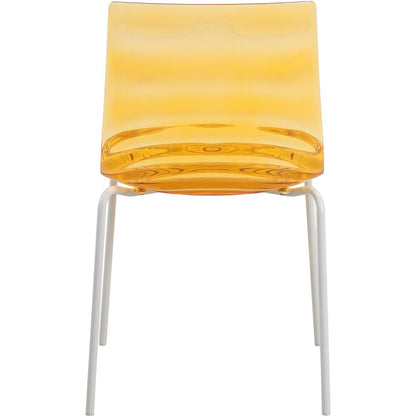 Astor Water Ripple Design Dining Chair in White Base Orange Seat Set of 2