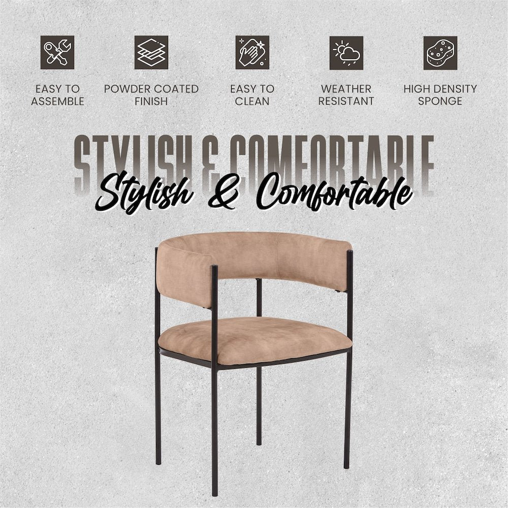 Cyril Collection Modern Chair in Light Brown Velvet