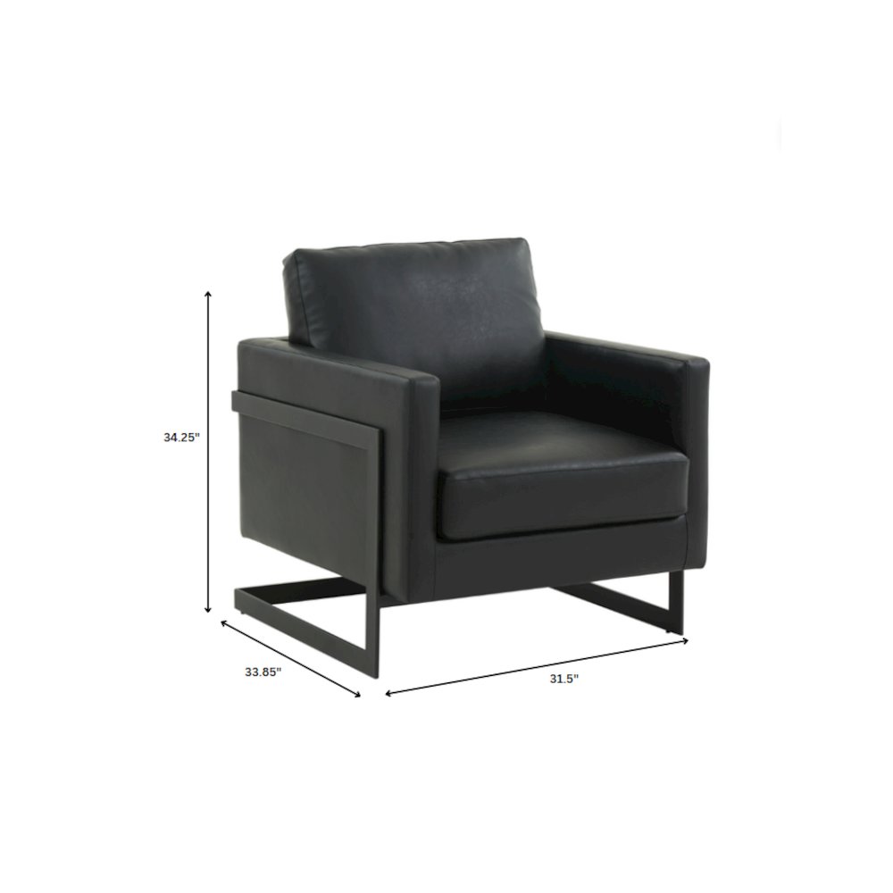 Lincoln Leather Accent Armchair With Black Steel Frame in Black