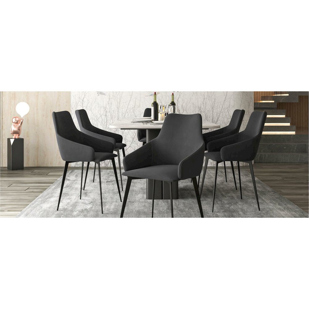 Sonnet Series Modern Dining Chair in Charcoal Fabric