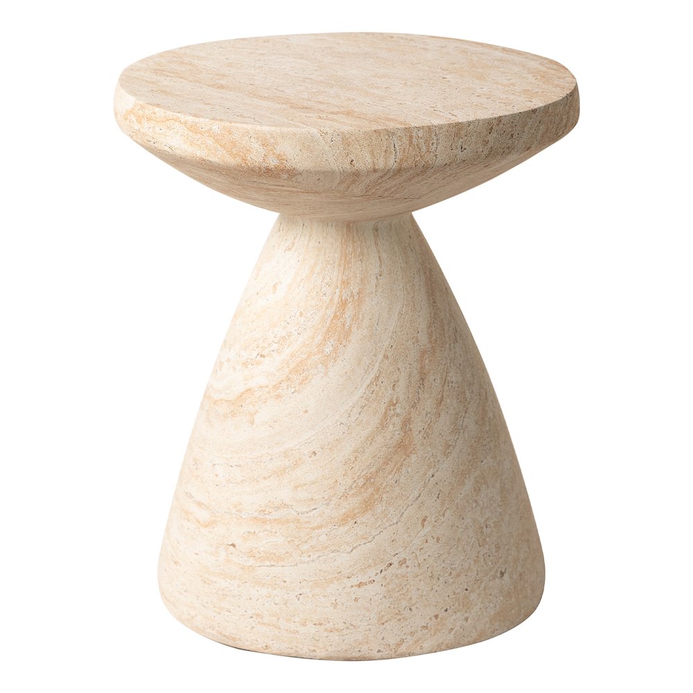 Dune Collection Fiberglass Outdoor Side Table in Travertine
