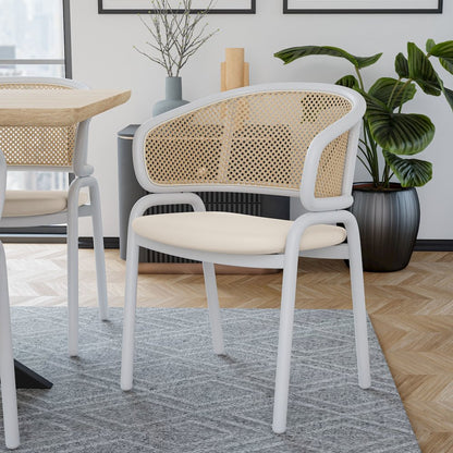 Ervilla - Dining Chair - White frame in White Leather Set of 4