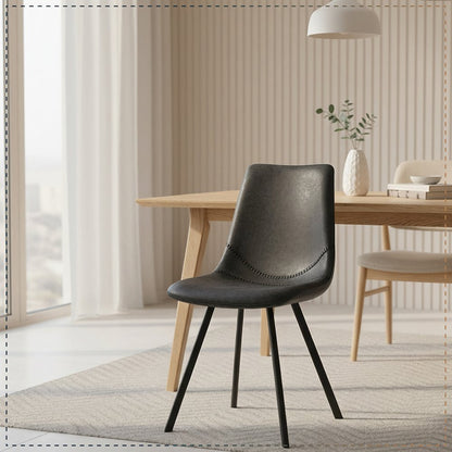 Markley Modern Leather Dining Chair With Metal Legs