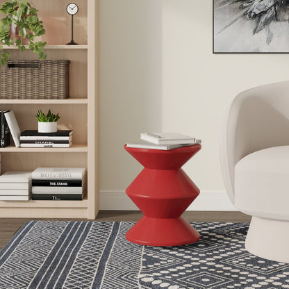 Aura Modern Plastic Side End Table, Indoor/Outdoor Use, Red