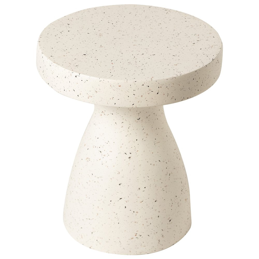 Modern Side End Table Wisp Series In Terrazzo White