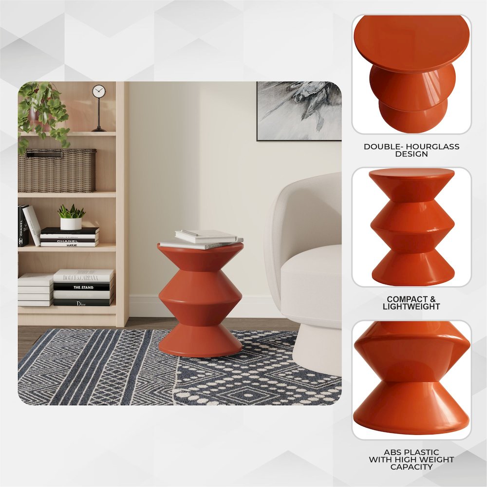 Aura Modern Plastic Side End Table, Indoor/Outdoor Use, Brown