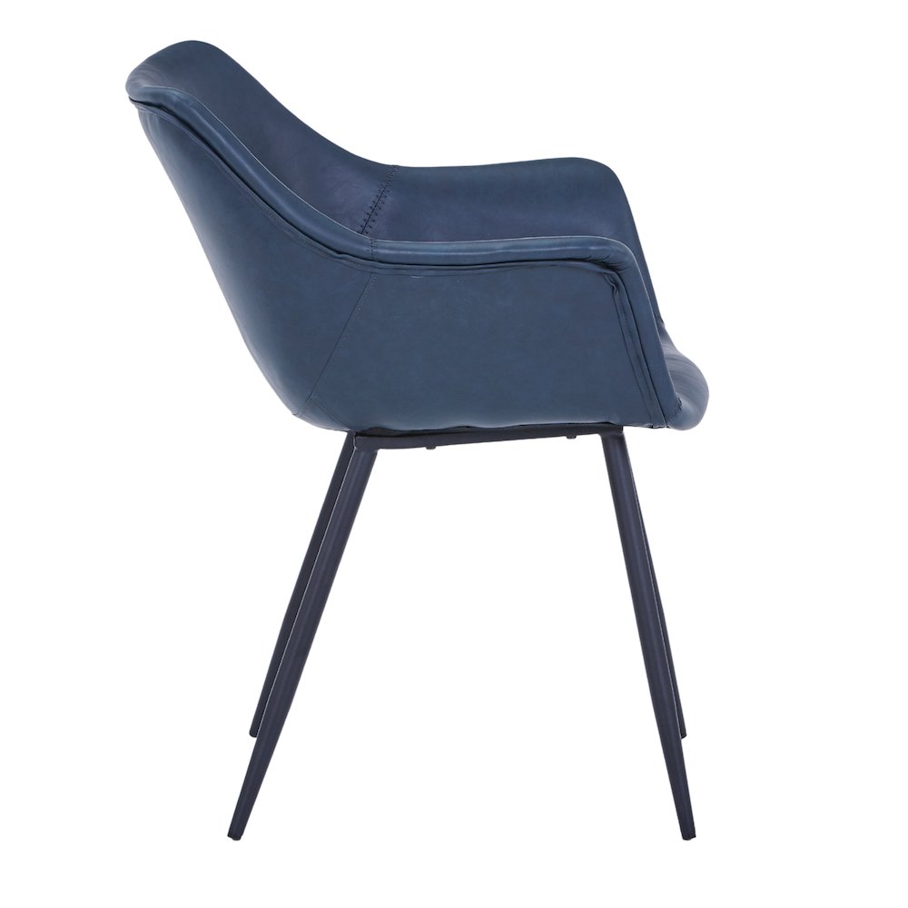 Markley Modern Leather Dining Arm Chair With Metal Legs