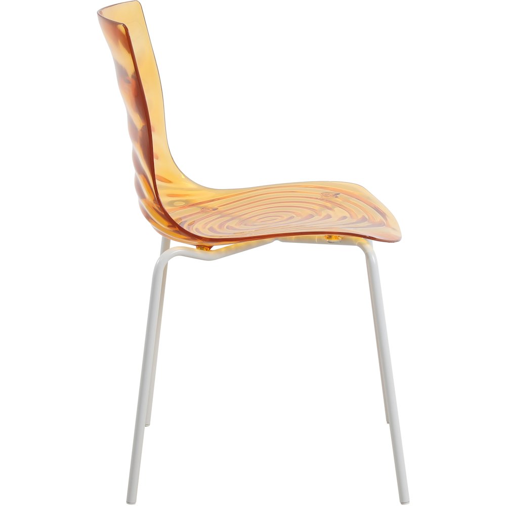 Astor Water Ripple Design Dining Chair in White Base Orange Seat Set of 2