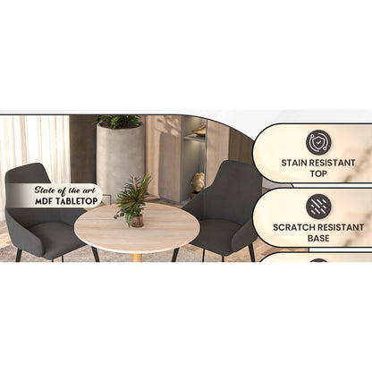 Bristol 27" round dining table Gold base with marbled MDF top