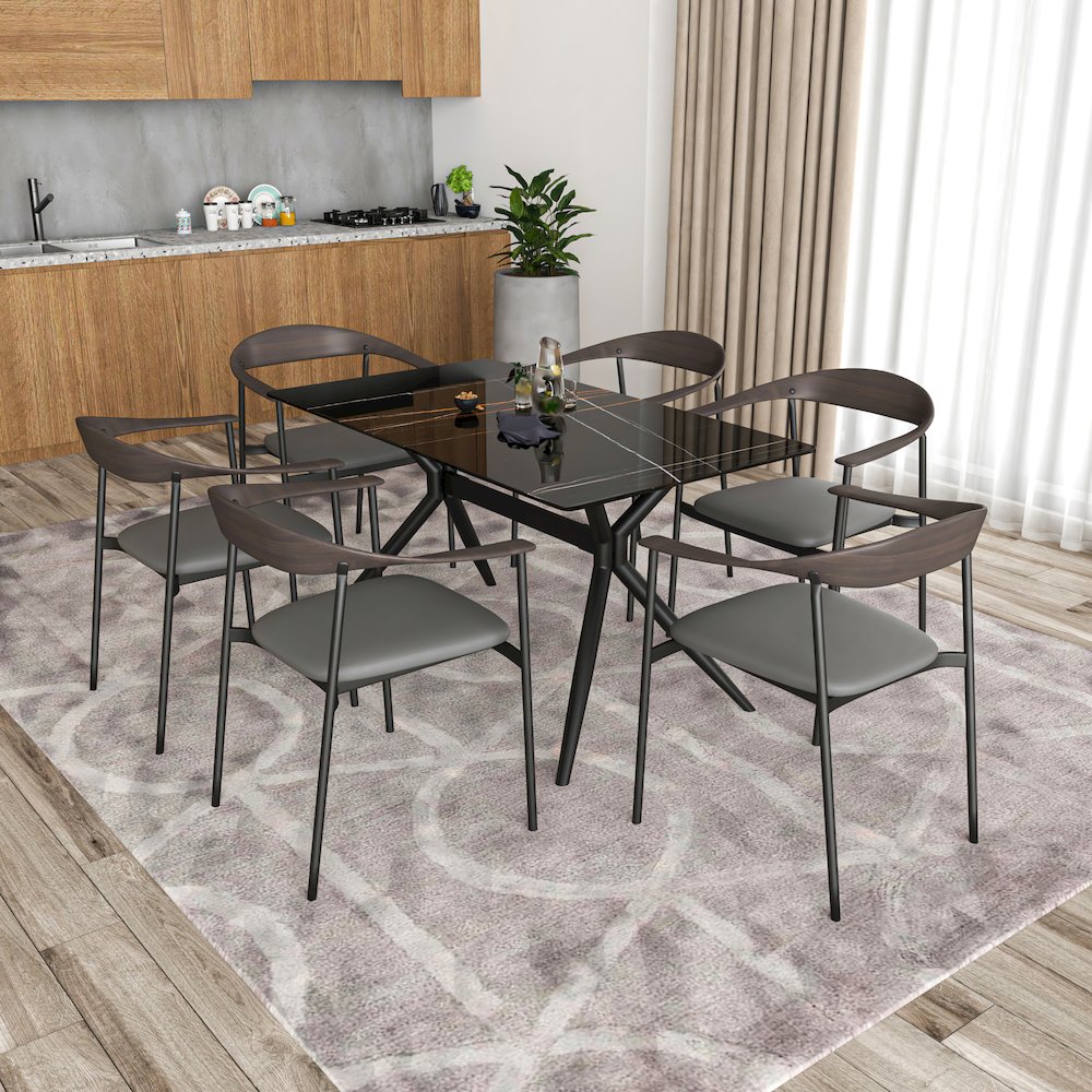 Kora Collection Modern Dining Chair in Charcoal - Set of 2