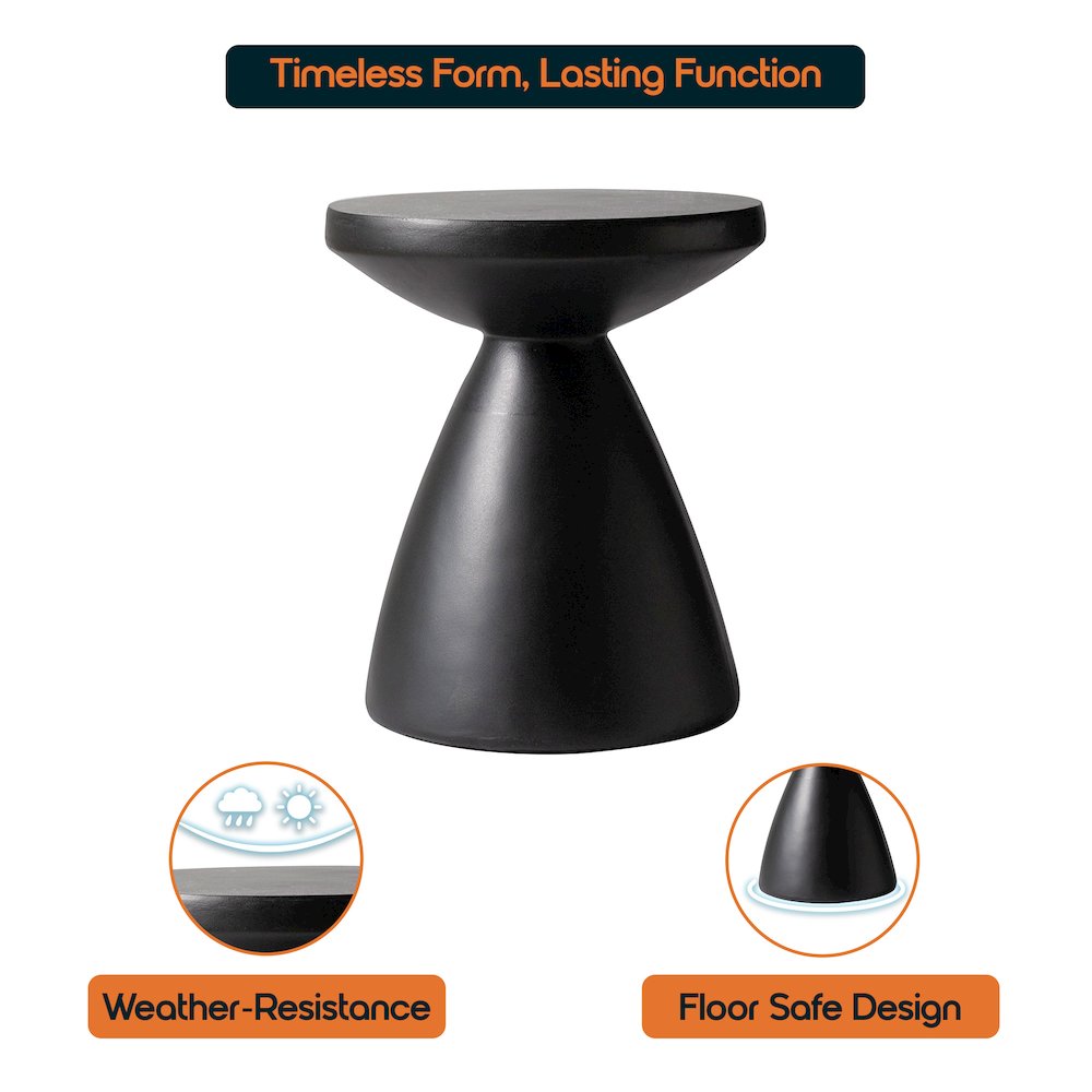 Dune Collection Fiberglass Outdoor Side Table in Black