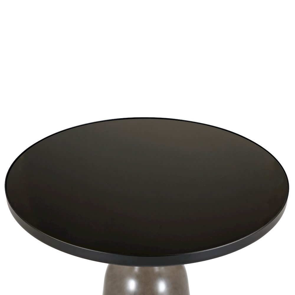 Tully Collection Glass side Table Grey glass, Black Rim with Black Glass top