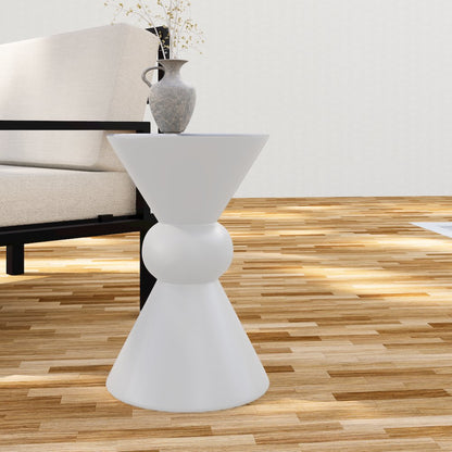 Echo Collection Fiberglass Outdoor Side Table in Cream
