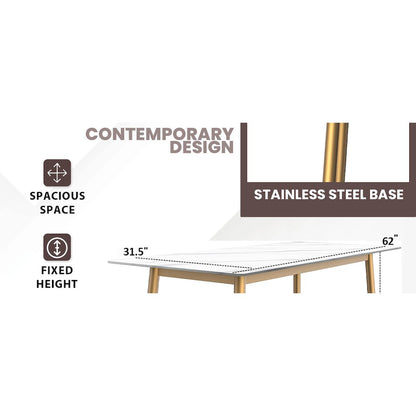 Voren Series Modern Dining Table Black Base, With 62 White Sintered Stone Top