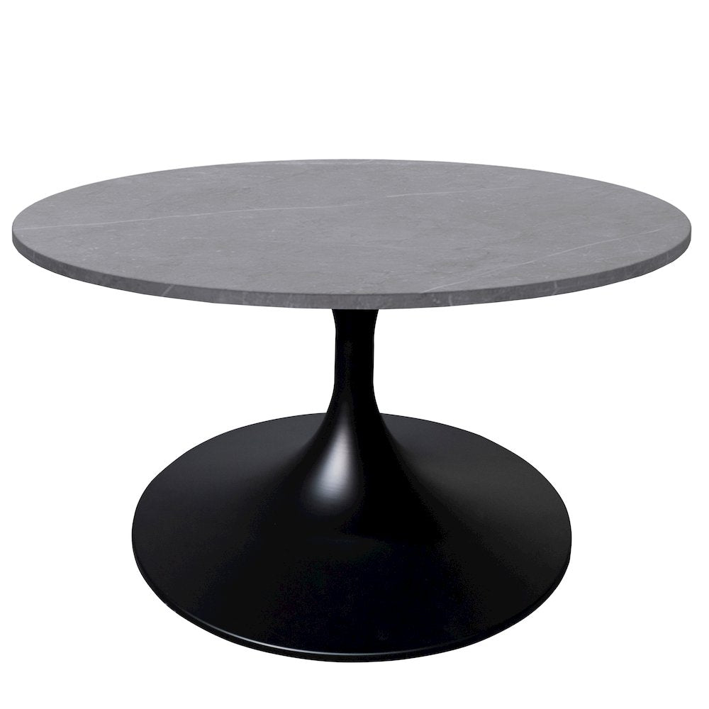 Verve Coffee Table Black base with 27" round Grey Sintered Stone top