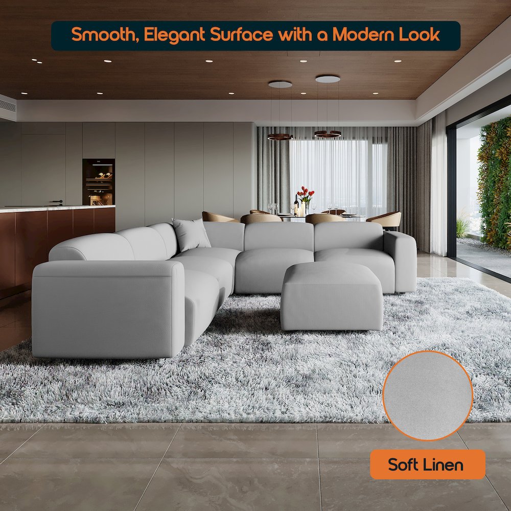 Whisper 6-Seater Conversation Set with Ottoman in Taupe