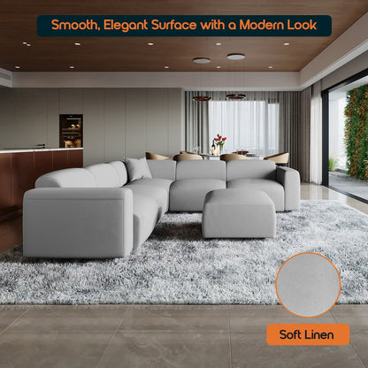 Whisper 6-Seater Conversation Set with Ottoman in Taupe