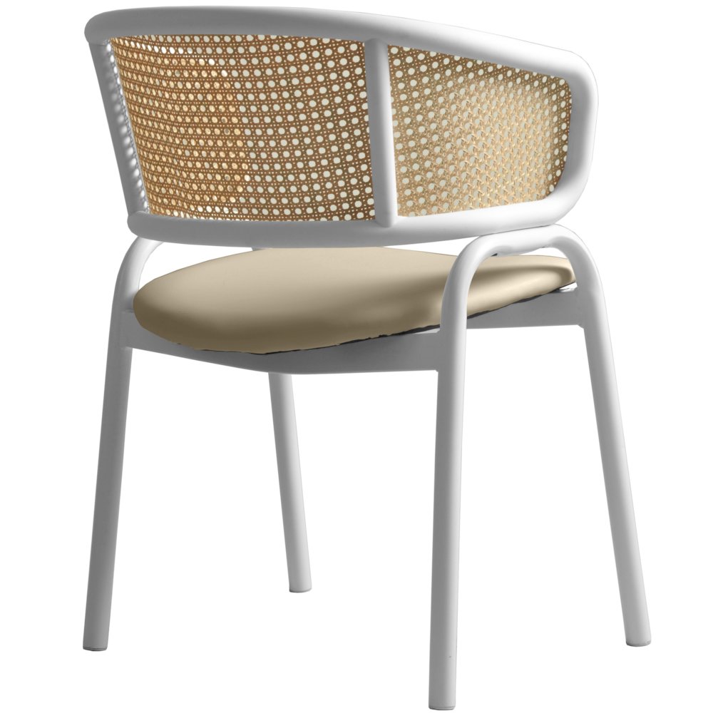 Ervilla - Dining Chair - White frame in Taupe Leather