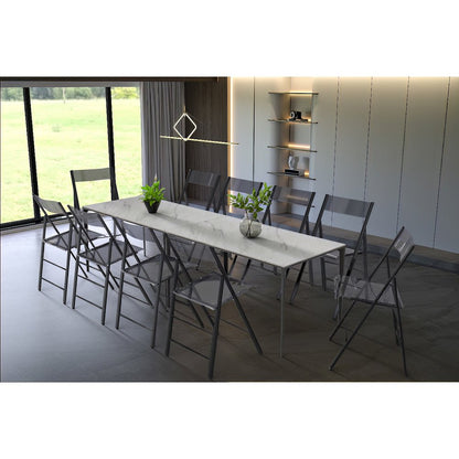 Menno Modern Acrylic Folding Chair Black Frame With Trans Black Seat Set of 2
