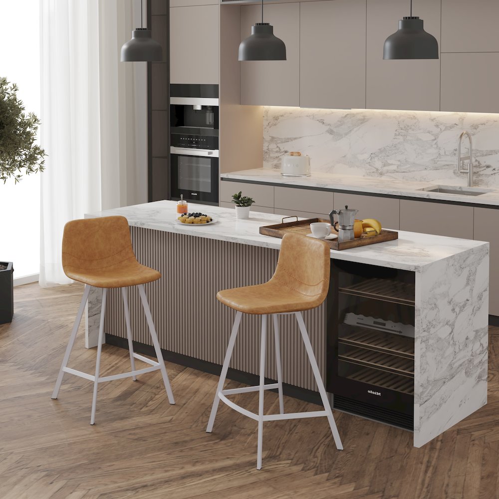 Elland - Counter stool -Light Brown-White base