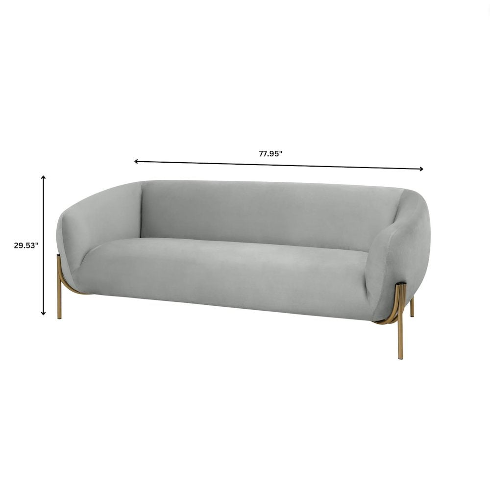 Zuno Three-Seater Sofa Upholstered in Velvet Wide Couch