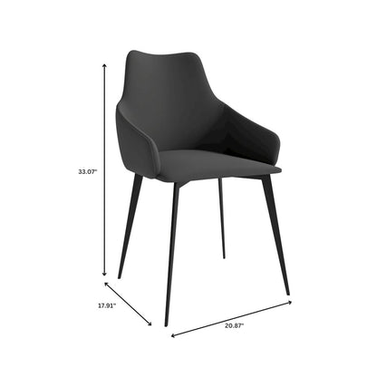 Sonnet Series Modern Dining Chair in Charcoal Fabric