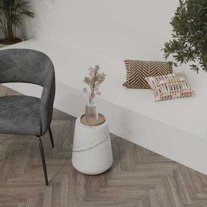 Modern Side End Table Glint Series In Marble White