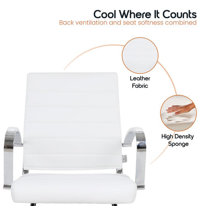 Benmar Home Leather Guest Office Chair in White