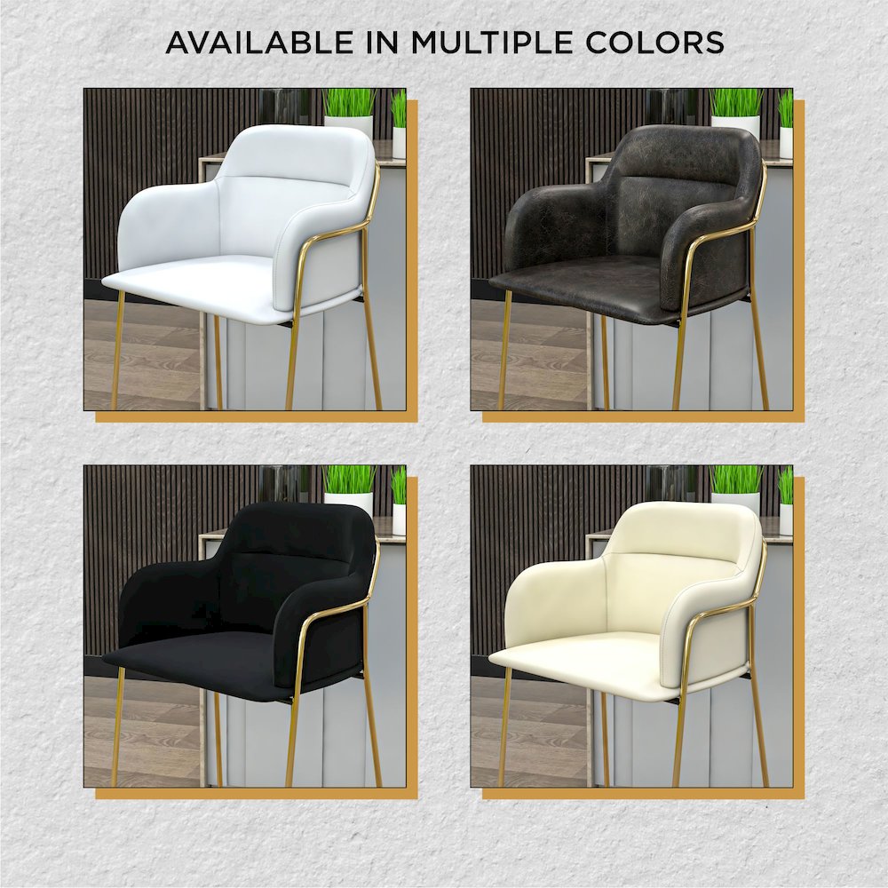 Axis Collection Modern Gold Bar height Chair in White