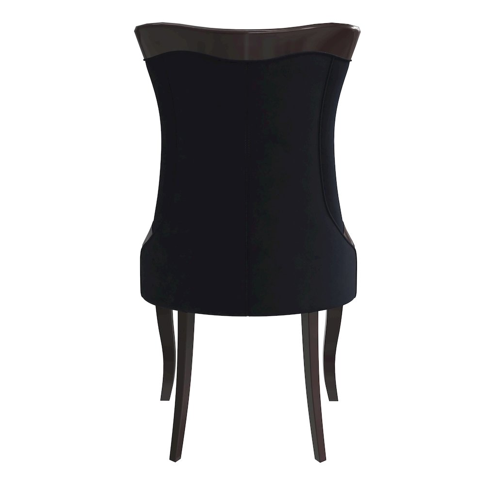 Novara Collection Modern Wooden Dining Chair in Black Velvet Set of 2
