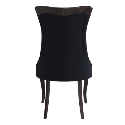 Novara Collection Modern Wooden Dining Chair in Black Velvet Set of 2