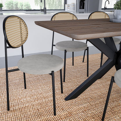 Euston Modern Wicker Dining Chair with Velvet Round Seat