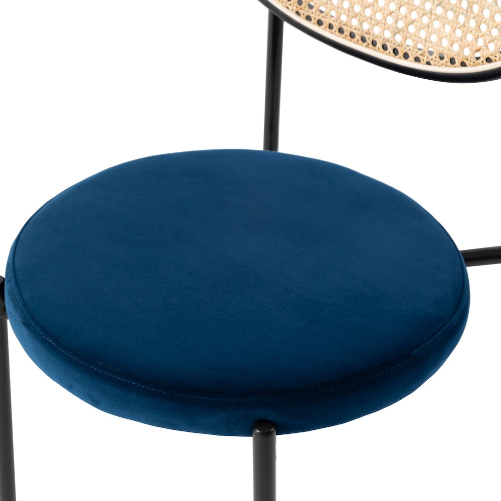 Euston Modern Wicker Dining Chair with Velvet Round Seat