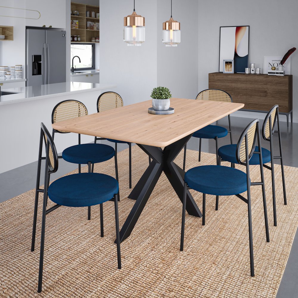 Euston Modern Wicker Dining Chair with Velvet Round Seat