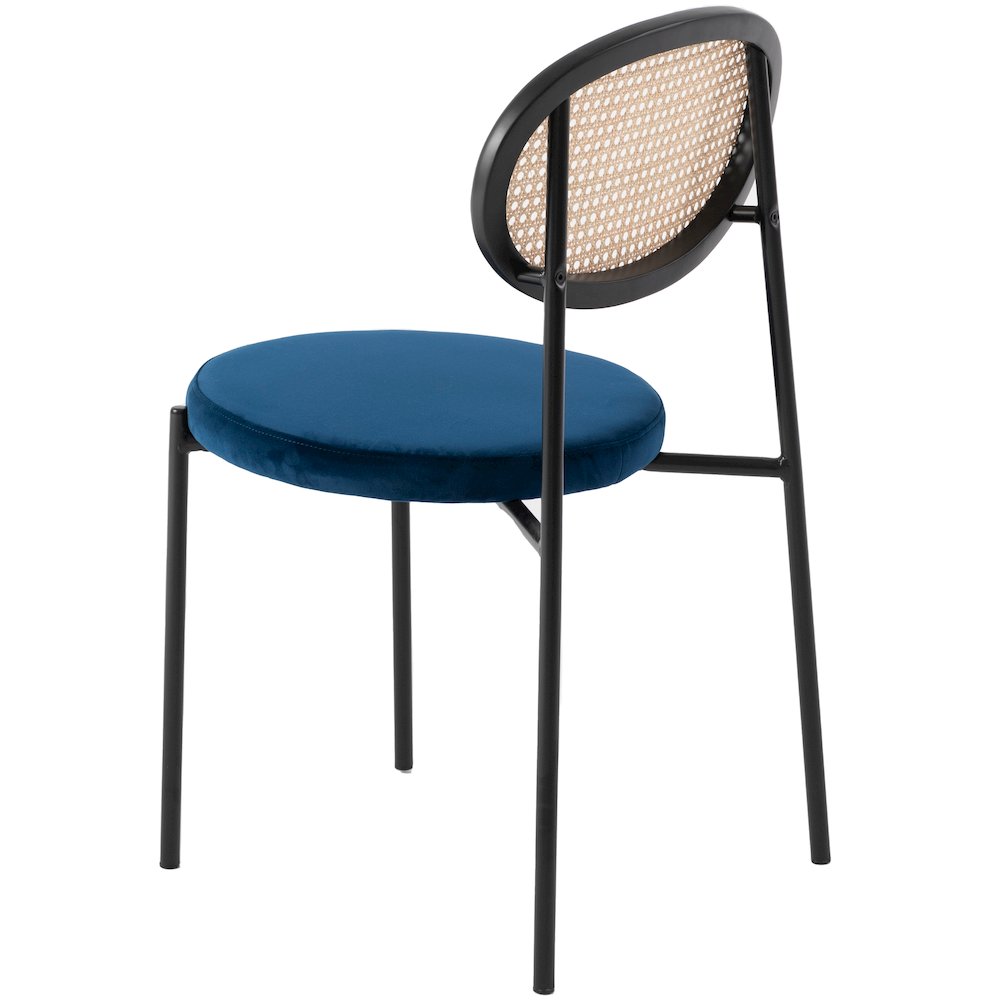 Euston Modern Wicker Dining Chair with Velvet Round Seat