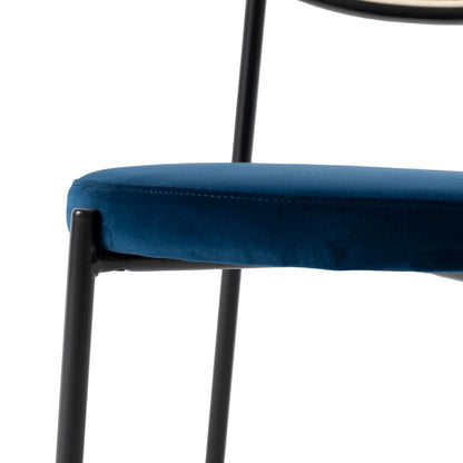 Euston Modern Wicker Dining Chair with Velvet Round Seat