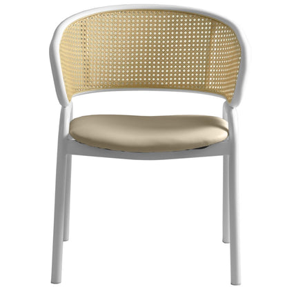 Ervilla - Dining Chair - White frame in Taupe Leather