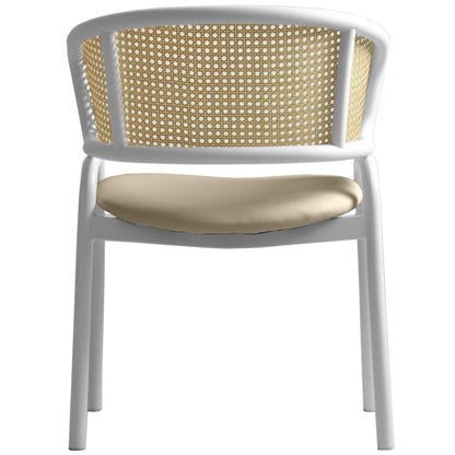 Ervilla - Dining Chair - White frame in Taupe Leather
